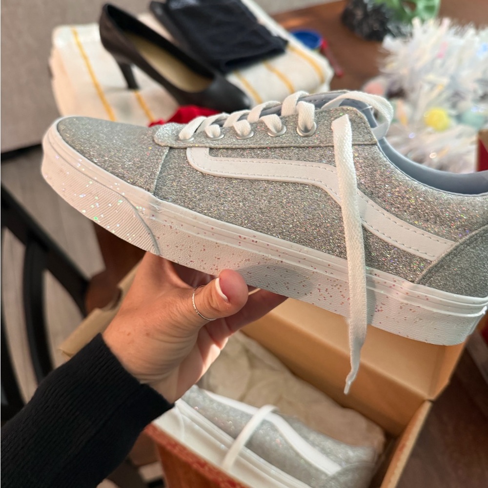 Vans Glittery Silver Women's Sneakers